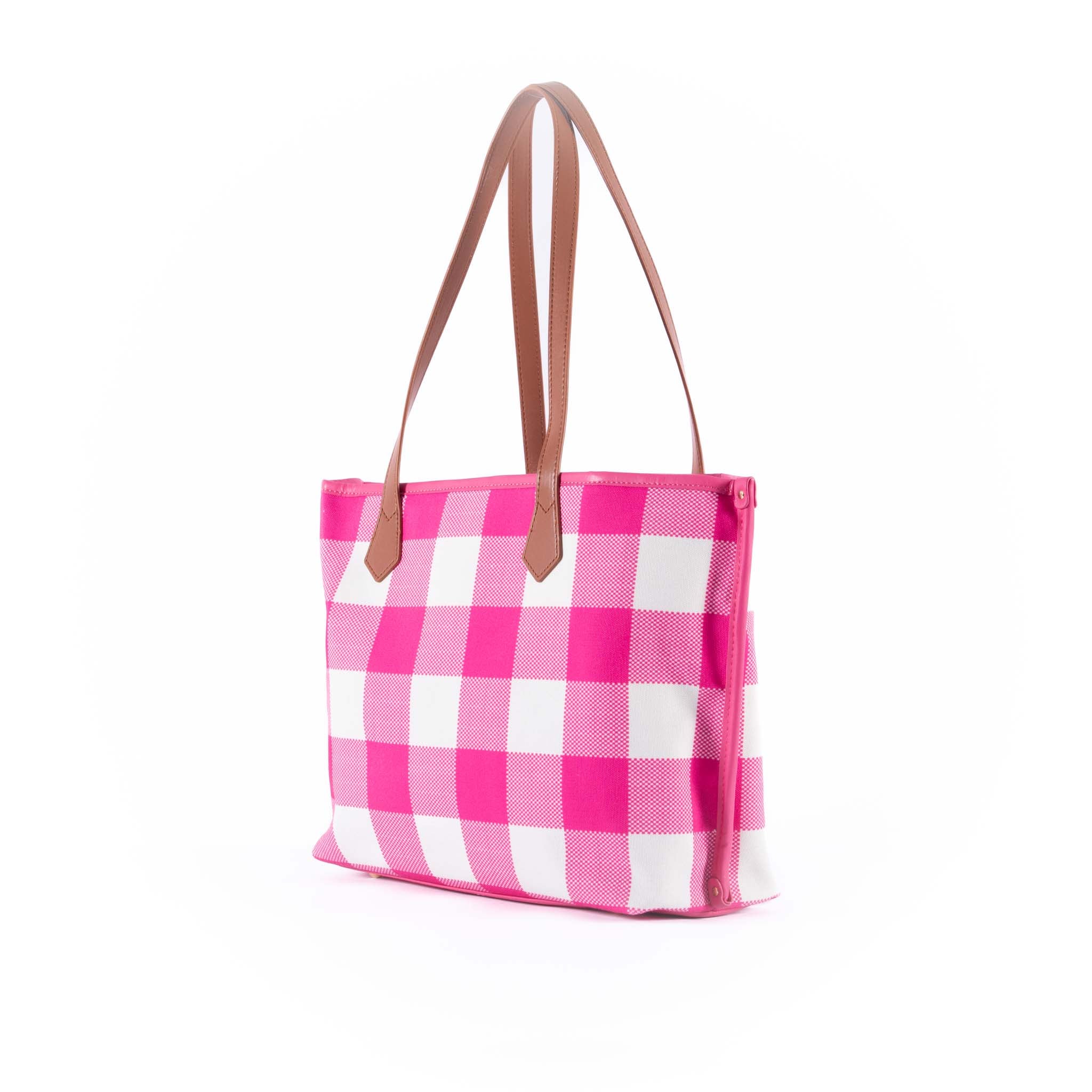 Capri Pink White Gingham Tote