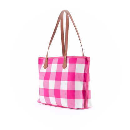 Capri - Pink & White Gingham Tote