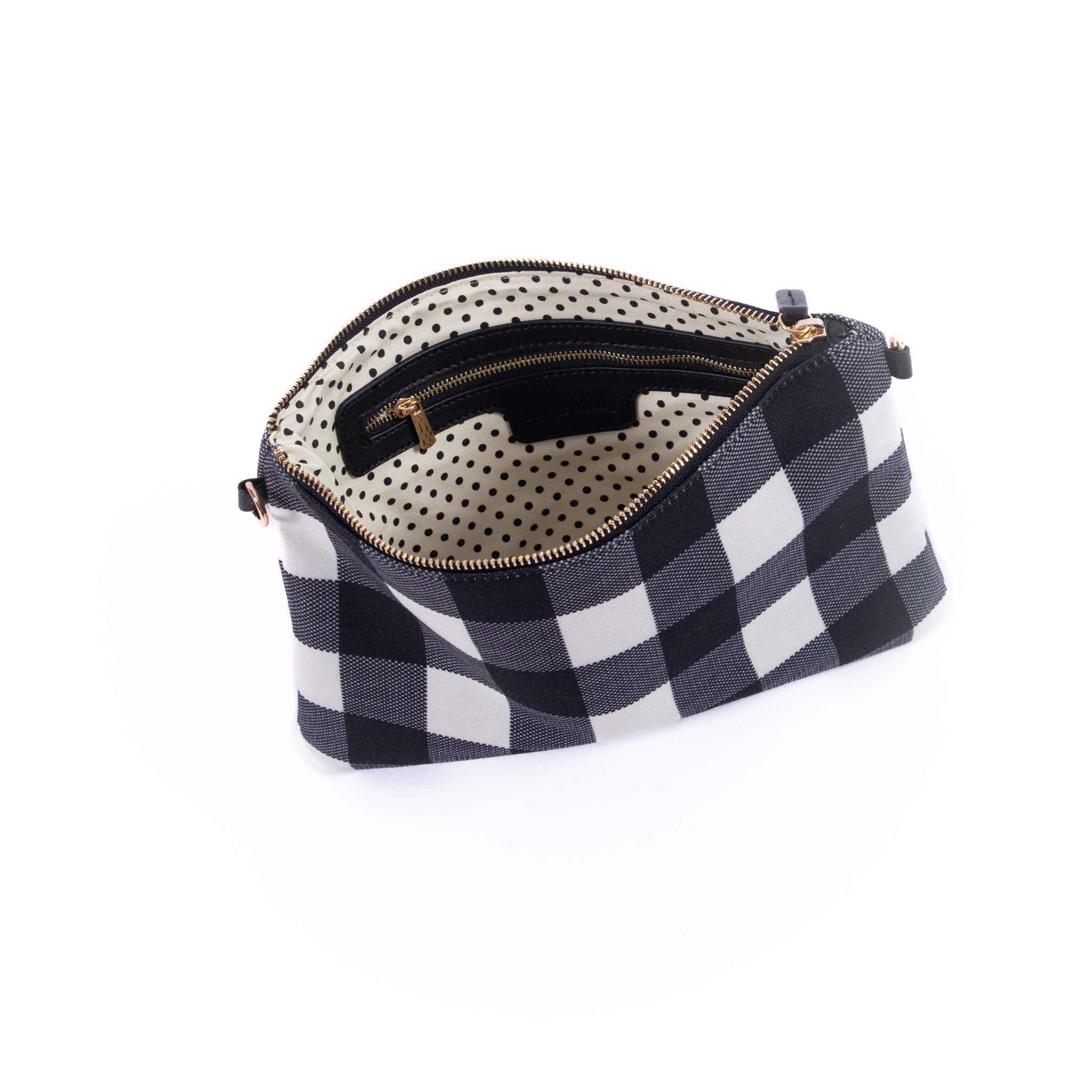 Capri - Black & White Gingham Crossbody (Large)