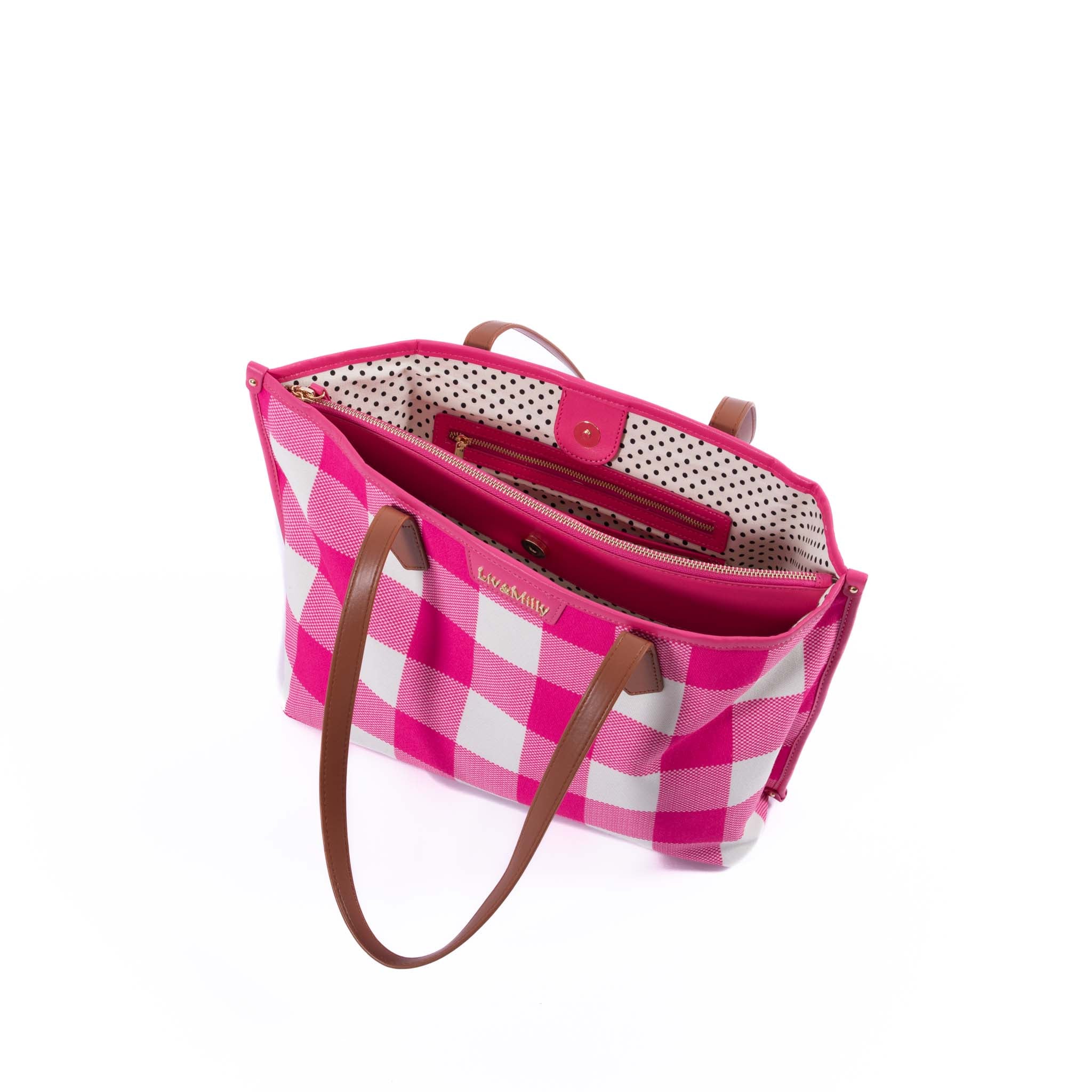 Capri - Pink & White Gingham Tote