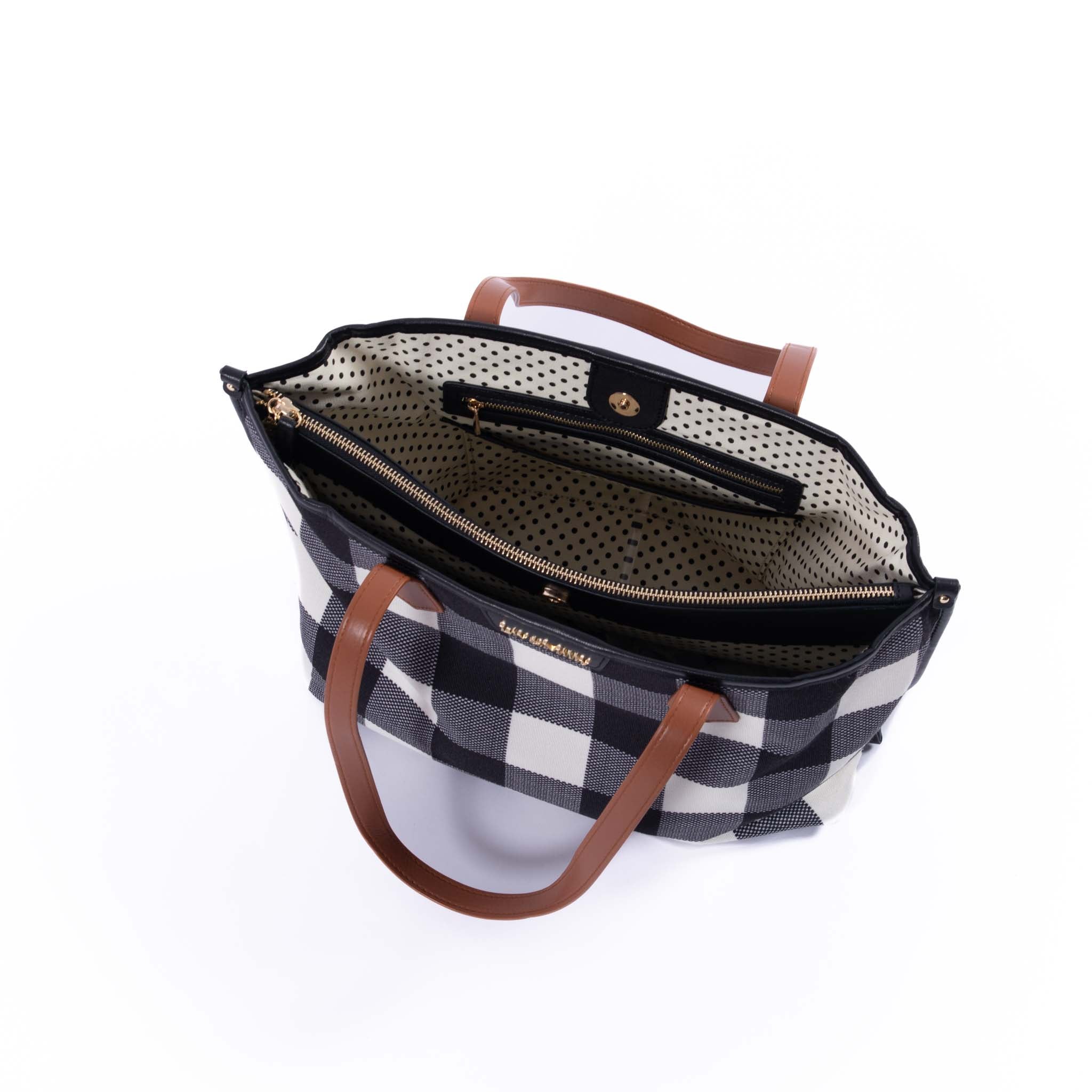 Capri - Black & White Gingham Tote