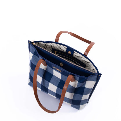 Capri - Navy & White Gingham Tote