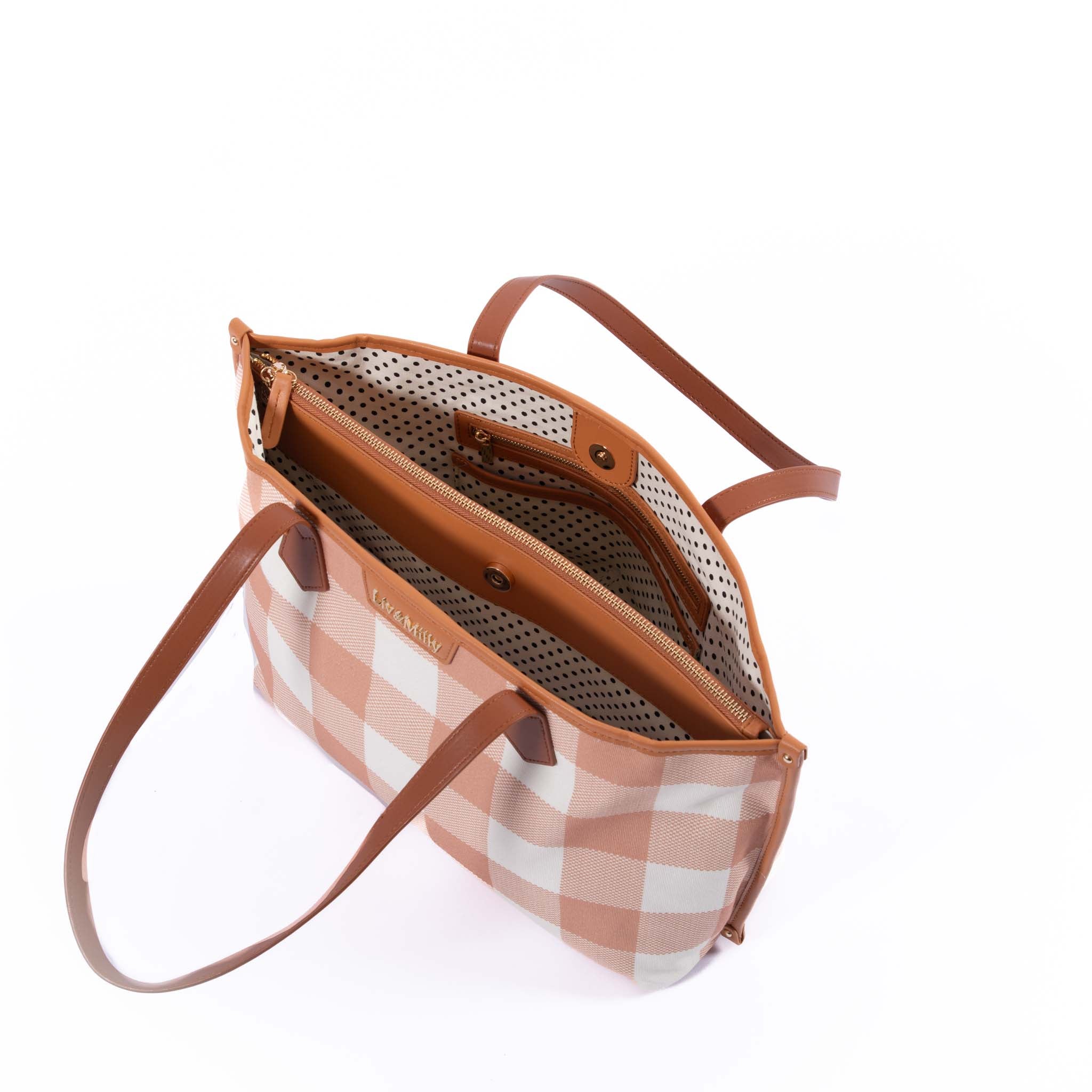 Capri - Latte & White Gingham Tote