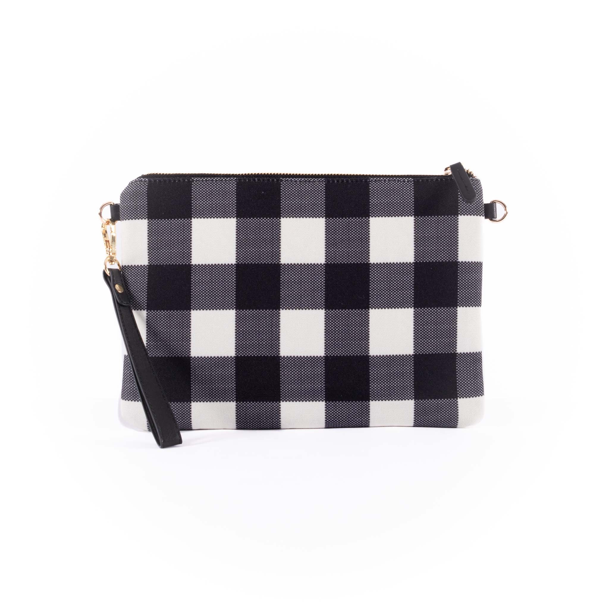 Capri - Black & White Gingham Crossbody (Large)