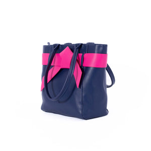 Chloe - Navy with Pink Bow