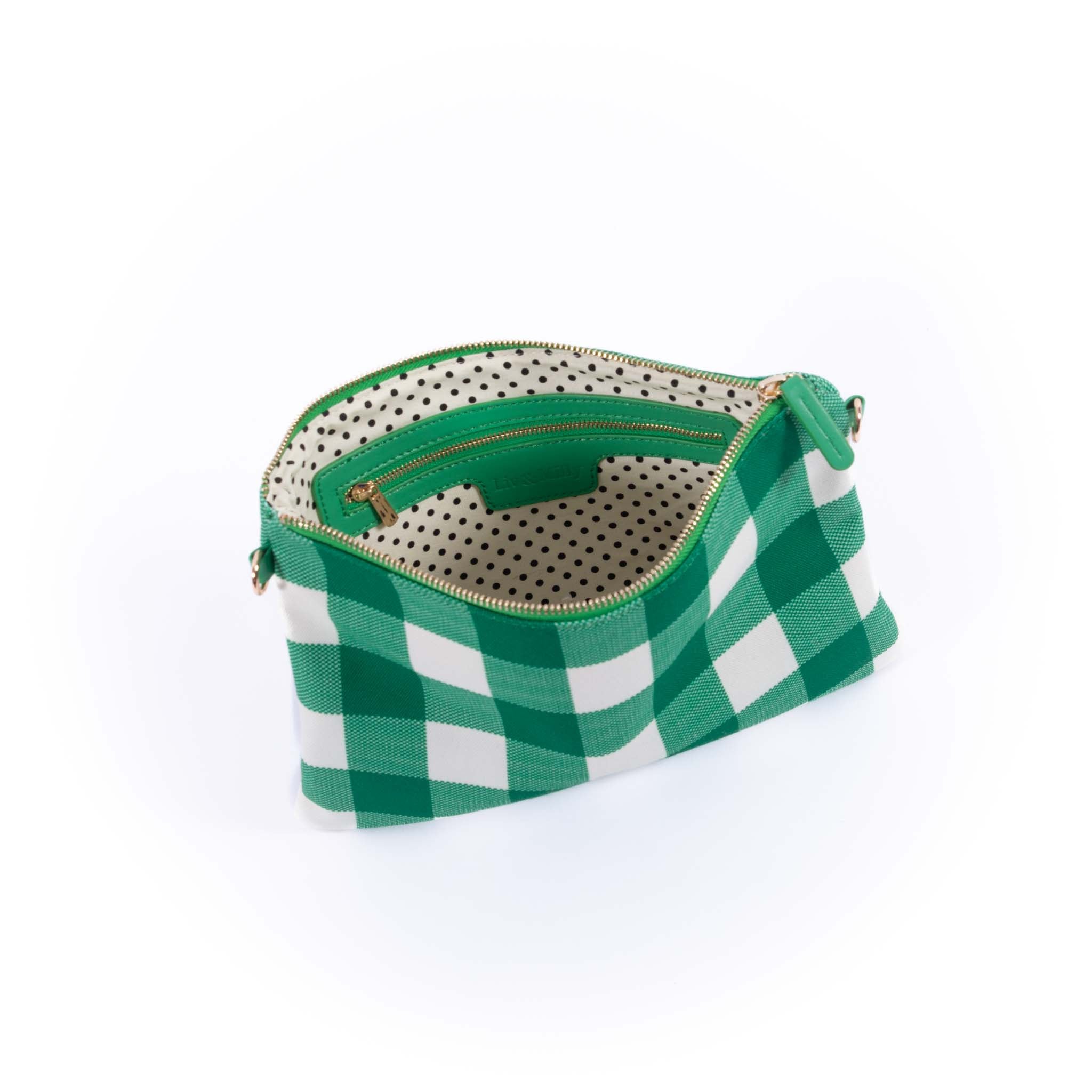 Capri - Green & White Gingham Crossbody (Large)