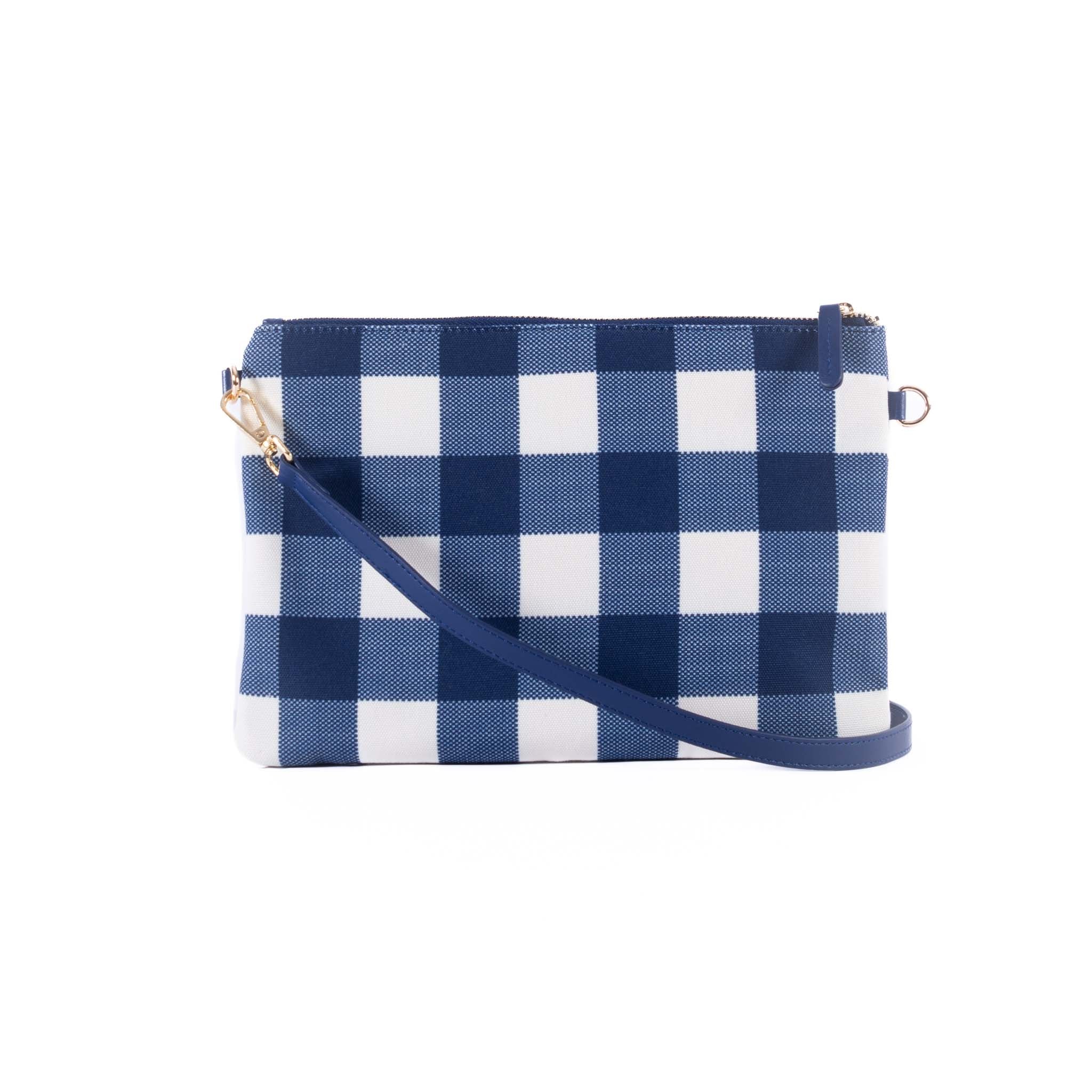 Capri - Navy & White Gingham Crossbody (Large)