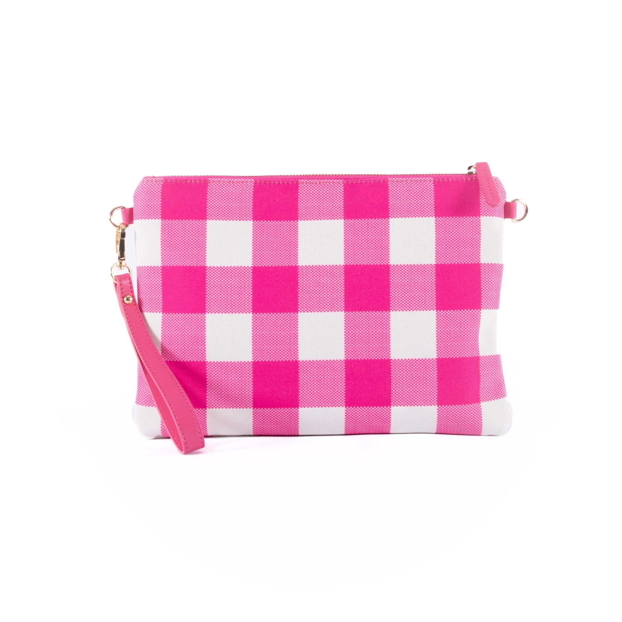 Capri - Pink & White Gingham Crossbody (Large)