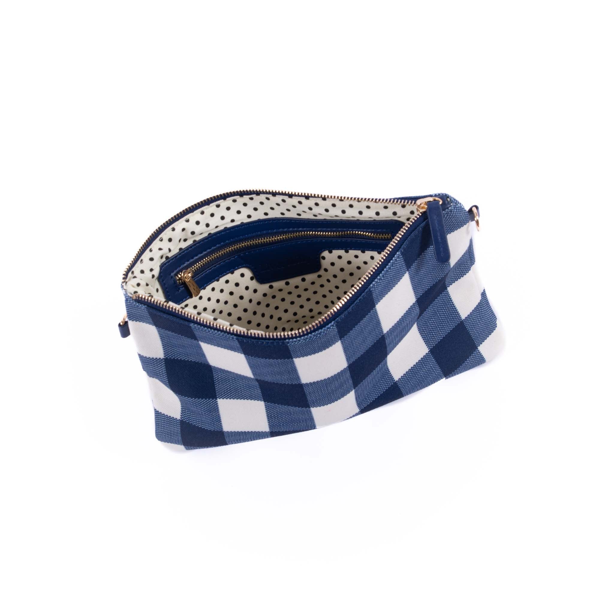 Capri - Navy & White Gingham Crossbody (Large)