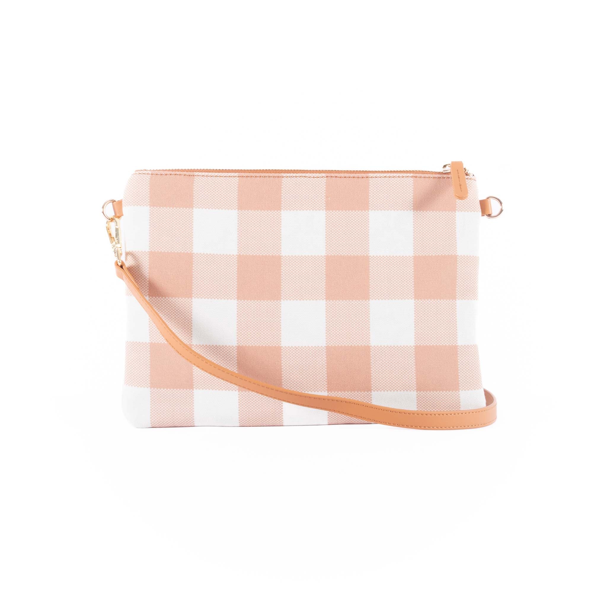 Capri - Latte & White Gingham Crossbody (Large)