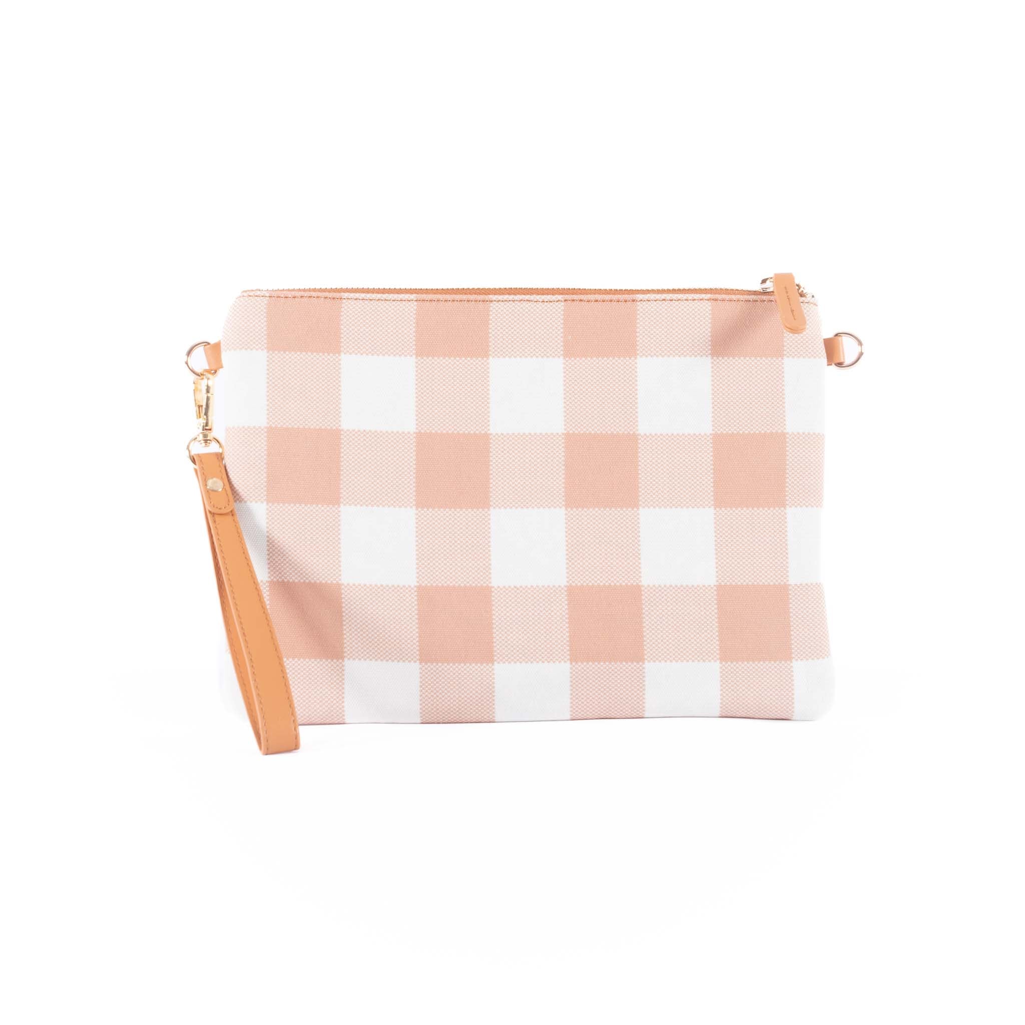 Capri - Latte & White Gingham Crossbody (Large)