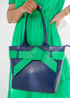 Chloe - Navy with Green Bow