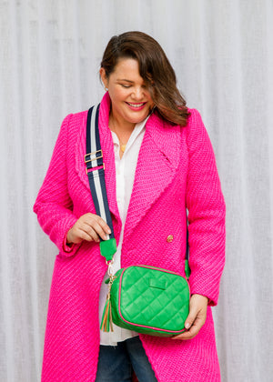 Sally -  Quilted Green/Pink