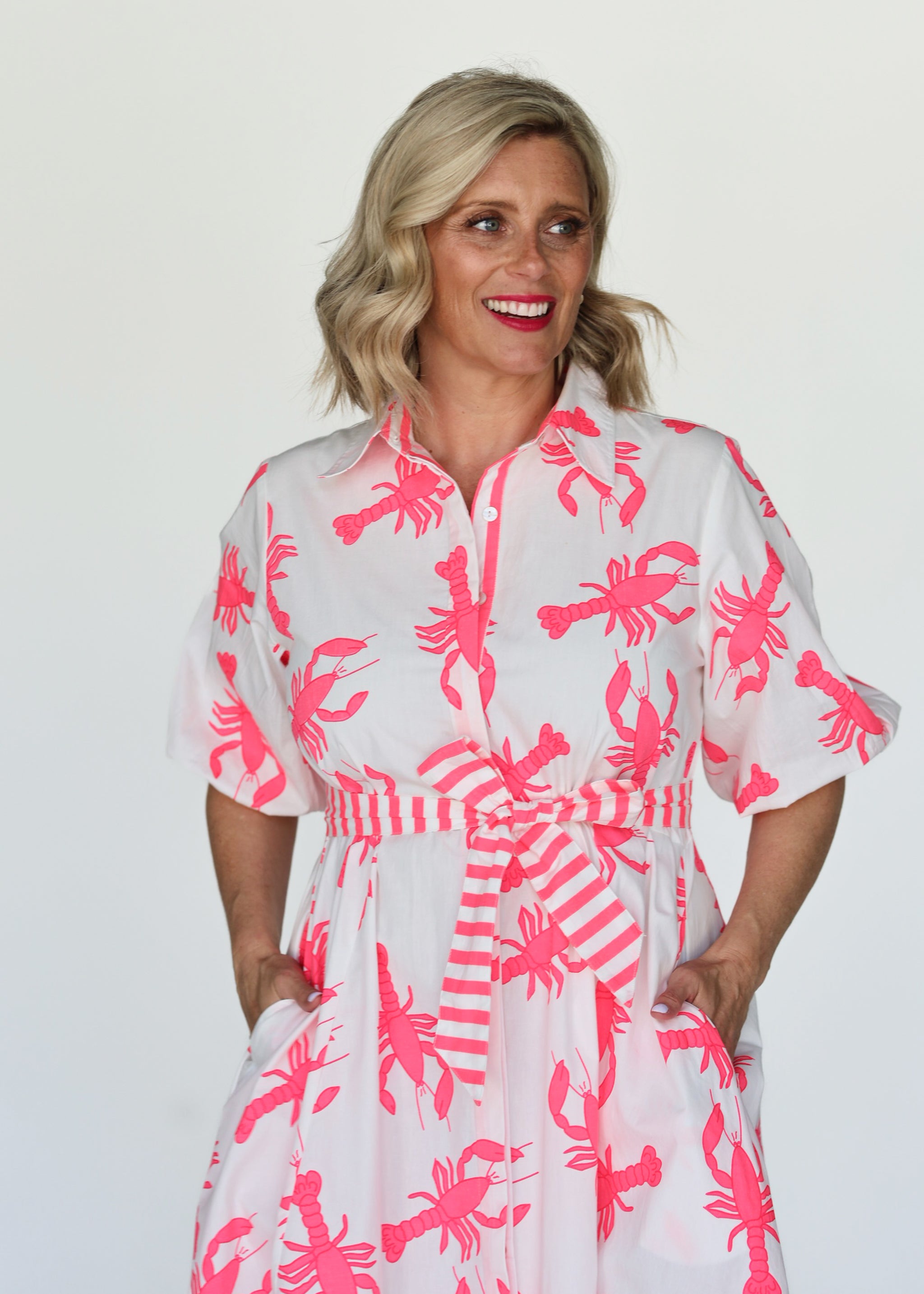 Victoria Dress - Neon Lobster