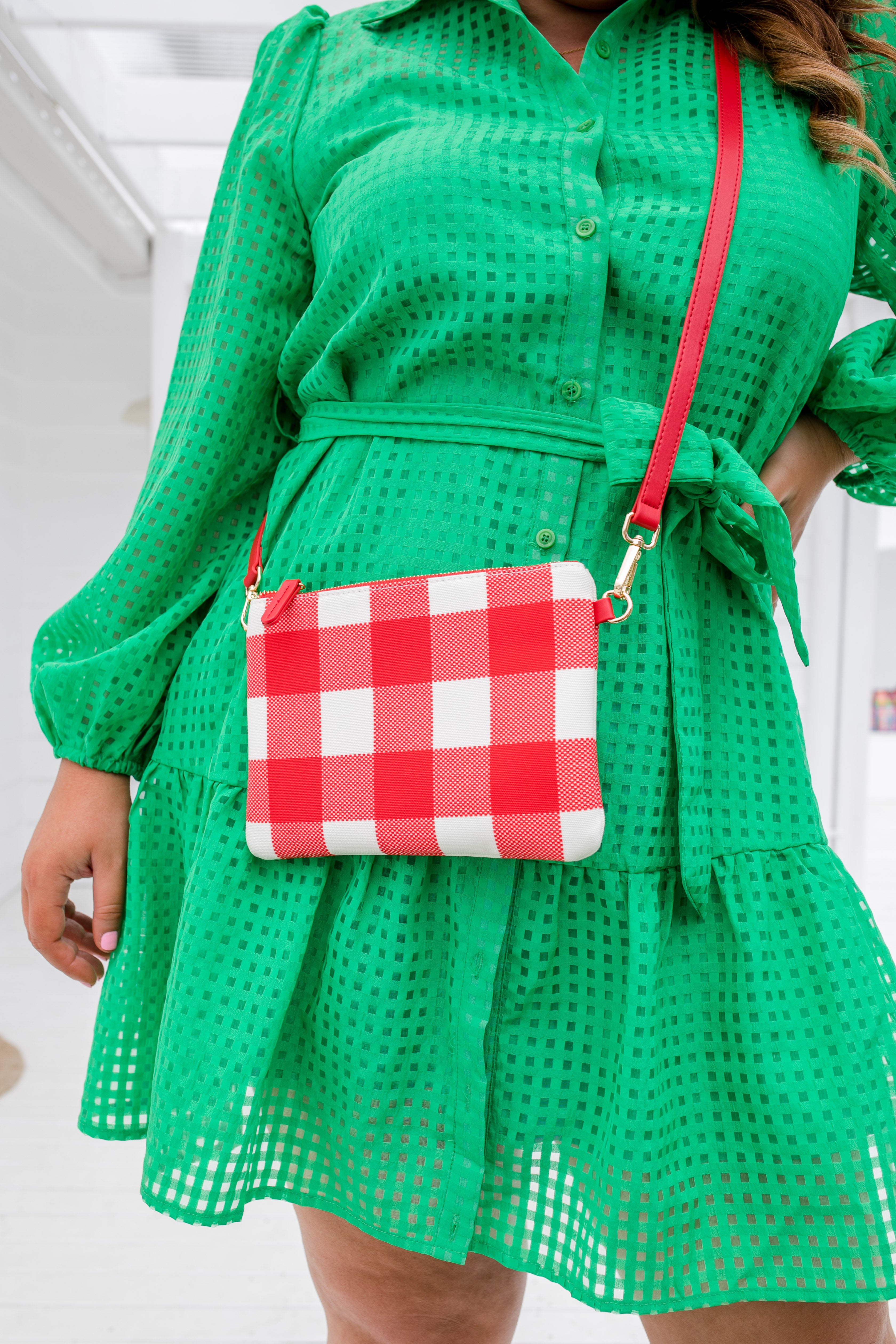 Capri - Red & White Gingham Crossbody (Small)